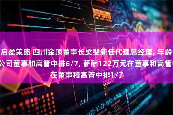 启盈策略 四川金顶董事长梁斐新任代理总经理, 年龄44岁在公司董事和高管中排6/7, 薪酬122万元在董事和高管中排1/7