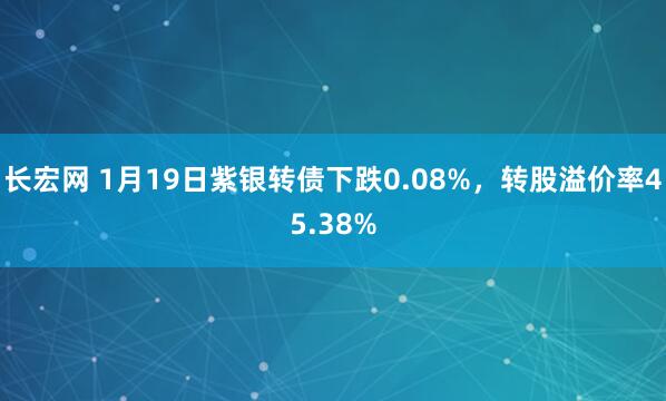 长宏网 1月19日紫银转债下跌0.08%，转股溢价率45.38%